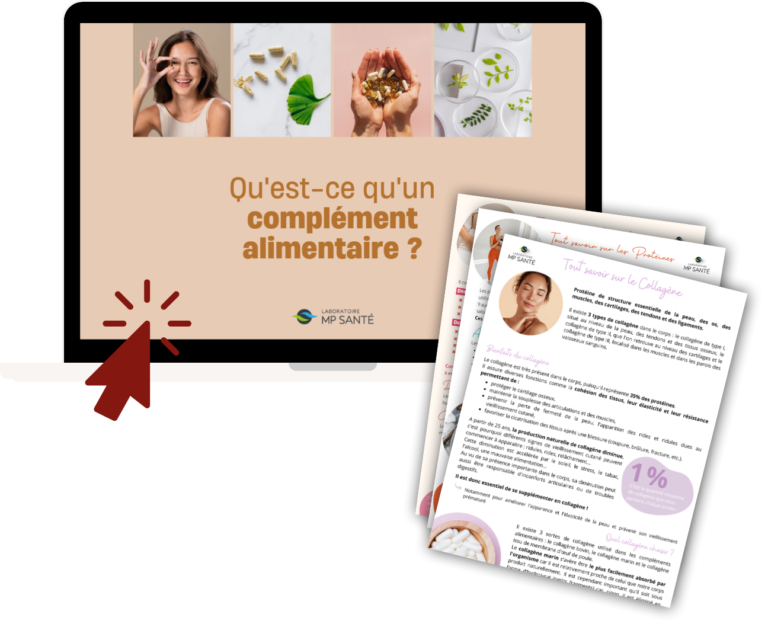 Supports de formation LMP Santé représentés sur un écran d'ordinateur.